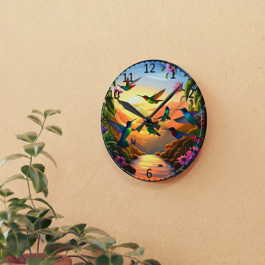 Hummingbird Sunrise©️ - Acrylic Wall Clock