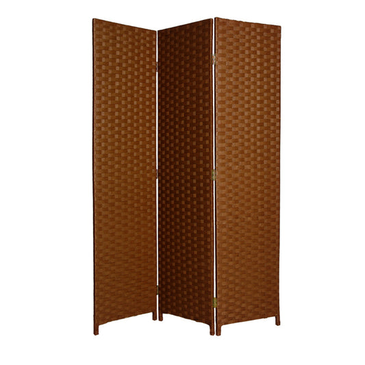 54" X 72" Dark Brown Wood  3 Panel Screen