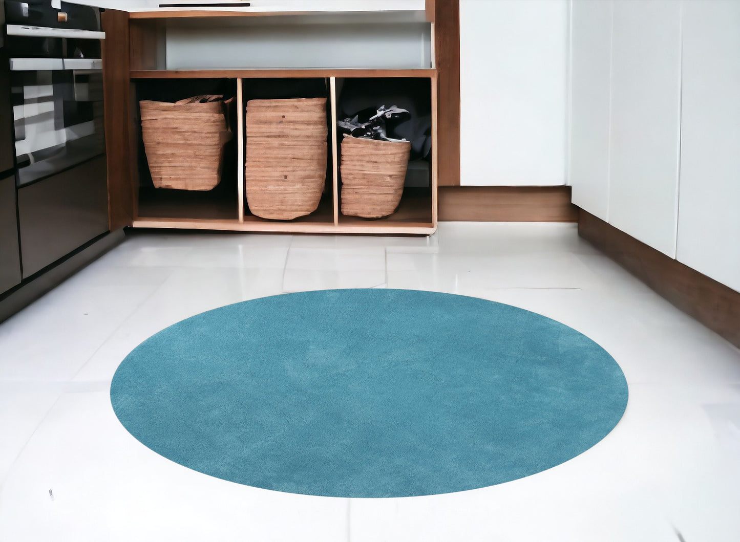 6' Highlighter Blue Round Indoor Shag Rug