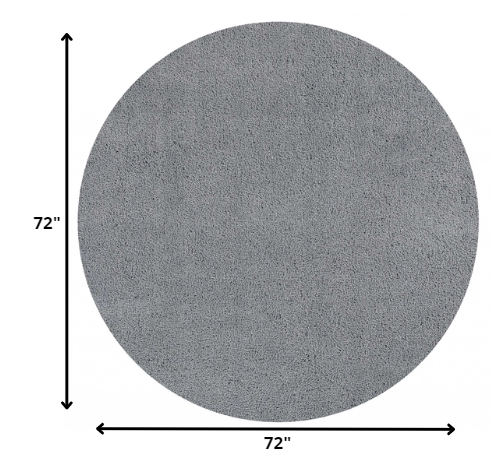 6' Grey Round Indoor Shag Rug