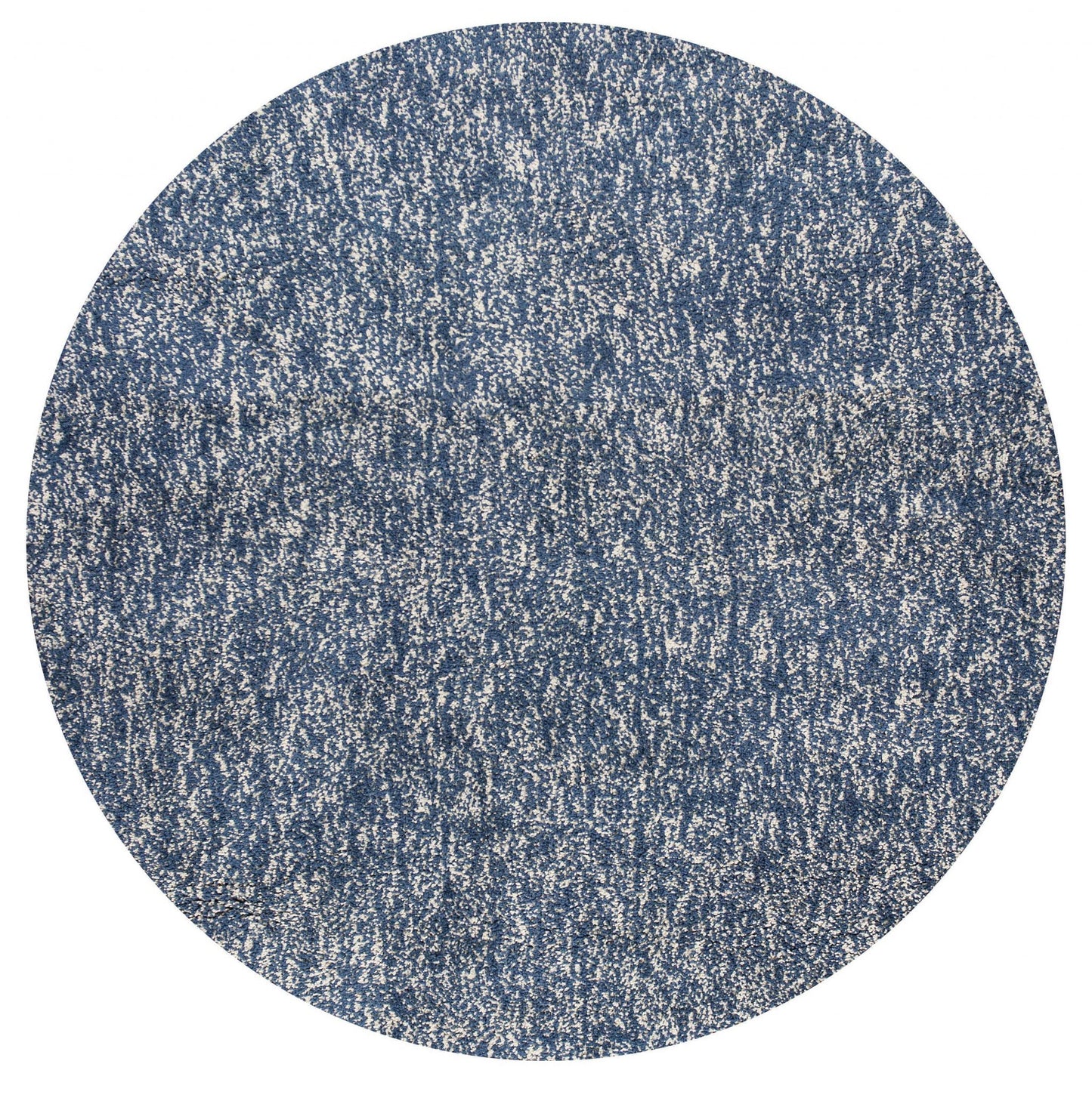 6' Round Indigo Or Ivory Heather Plain Indoor Area Rug