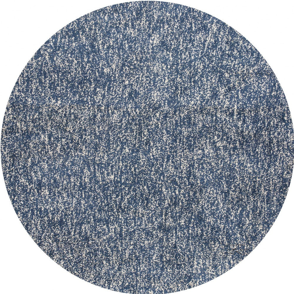 6' Round Indigo Or Ivory Heather Plain Indoor Area Rug