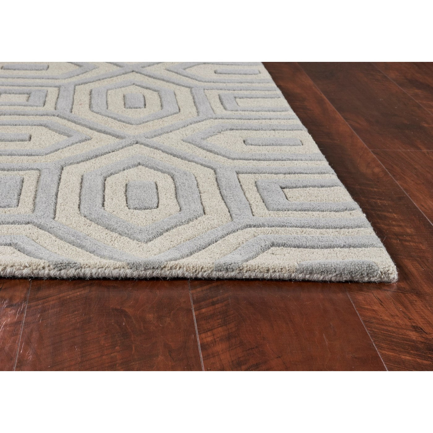 5'X8' Grey Hand Tufted Geometric Indoor Area Rug