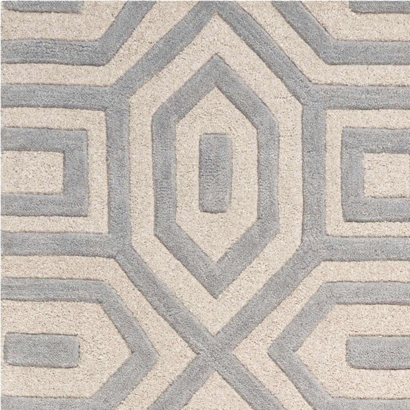 5'X8' Grey Hand Tufted Geometric Indoor Area Rug