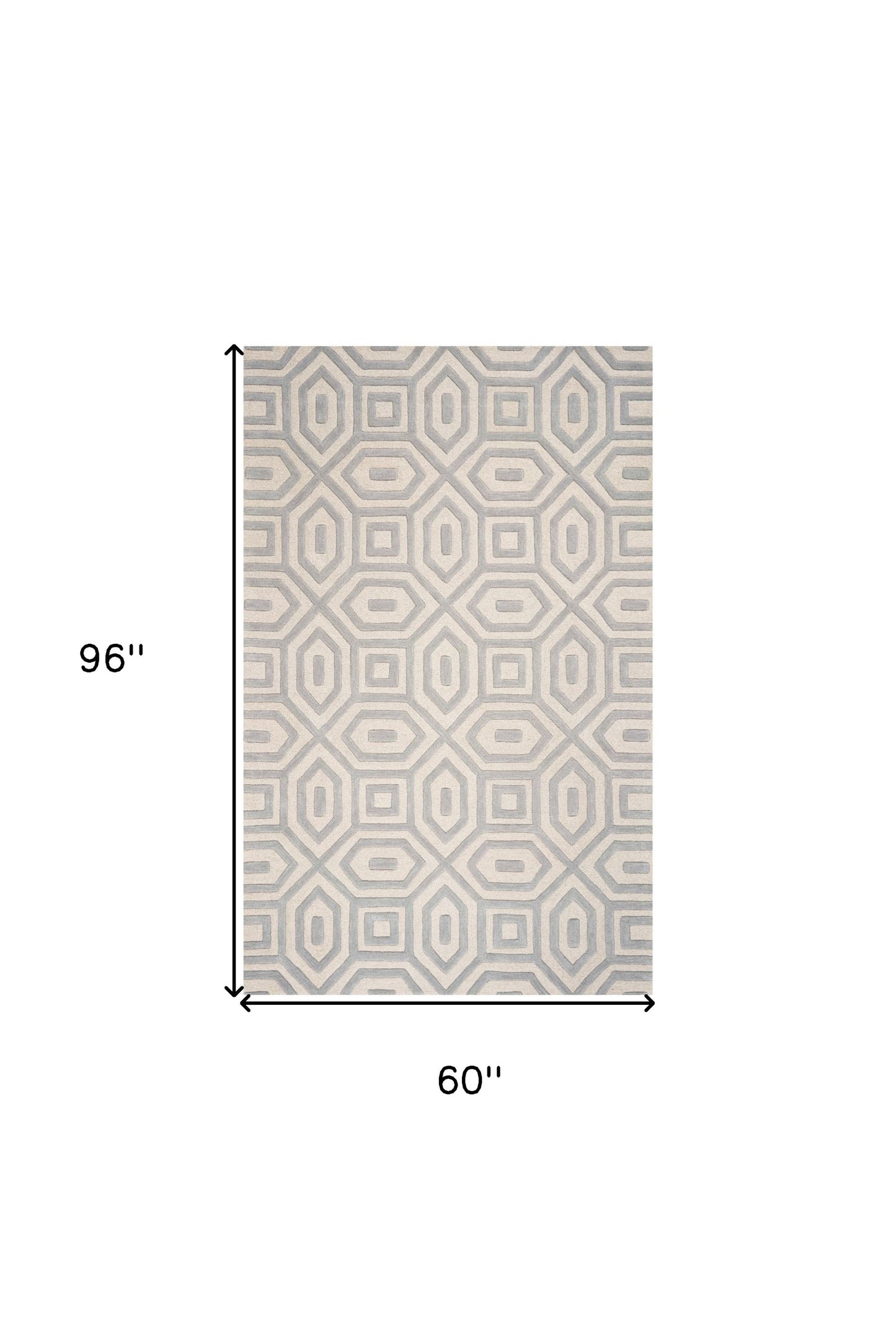 5'X8' Grey Hand Tufted Geometric Indoor Area Rug