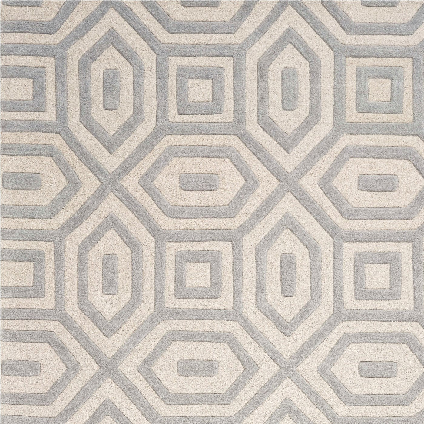 5'X8' Grey Hand Tufted Geometric Indoor Area Rug