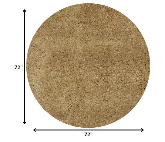 6' Gold Round Indoor Shag Rug