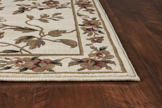 5' X 8' Ivory Floral Vine Bordered Area Rug