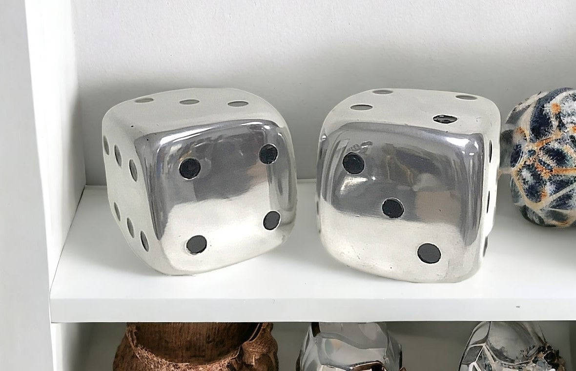 6" X 6" X 6" Buffed Decorative Dice Set Of 2