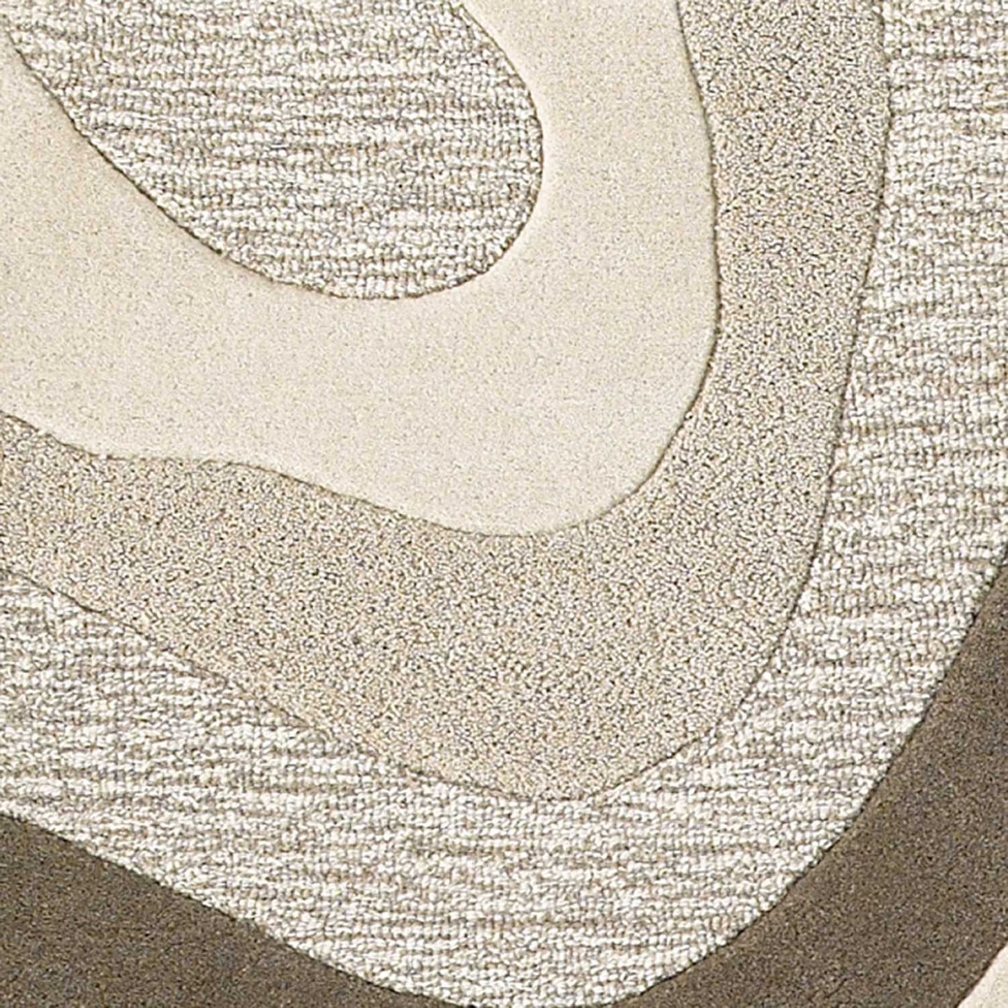 5'X8' Natural Beige Hand Tufted Abstract Waves Indoor Area Rug