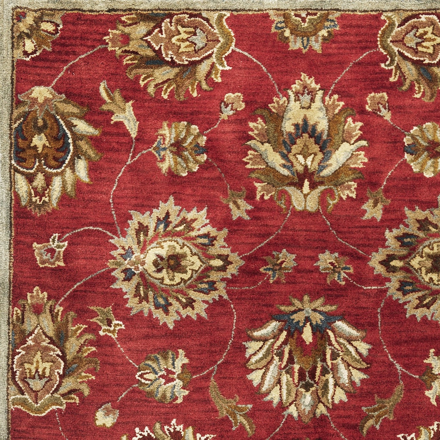 5'X8' Red Hand Tufted Traditional Floral Indoor Area Rug