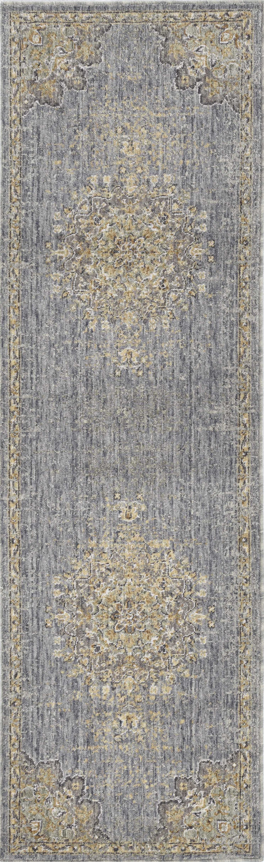 5'X8' Slate Grey Machine Woven Traditional Medallion Indoor Area Rug