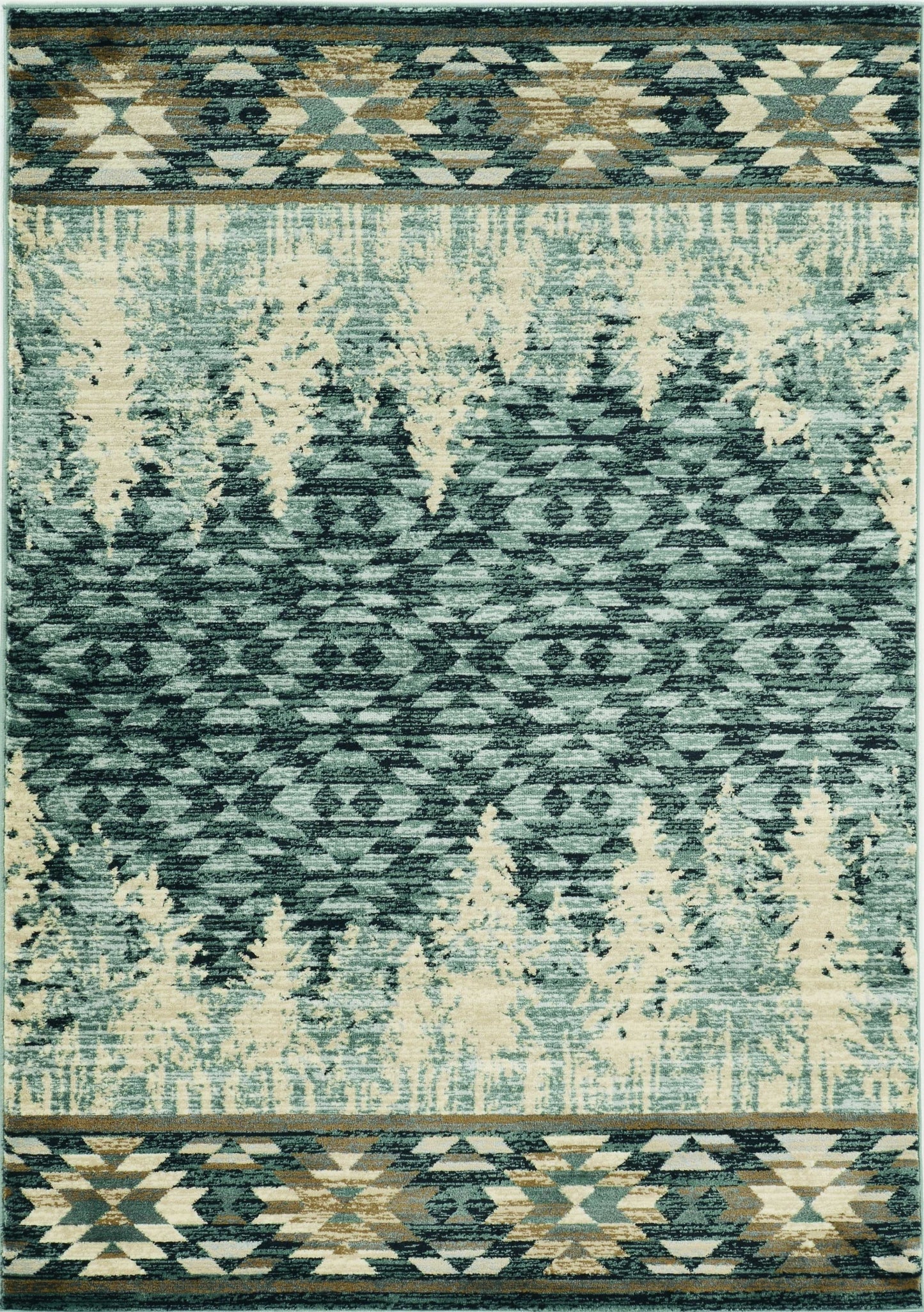 5' X 8' Slate Blue Winter Pine Trees Area Rug