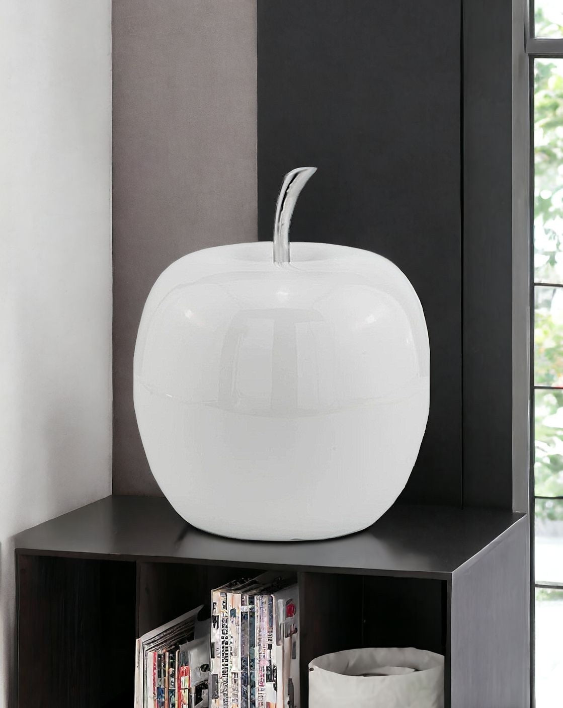 White Jumbo Apple Shaped Aluminum Accent Home Decor