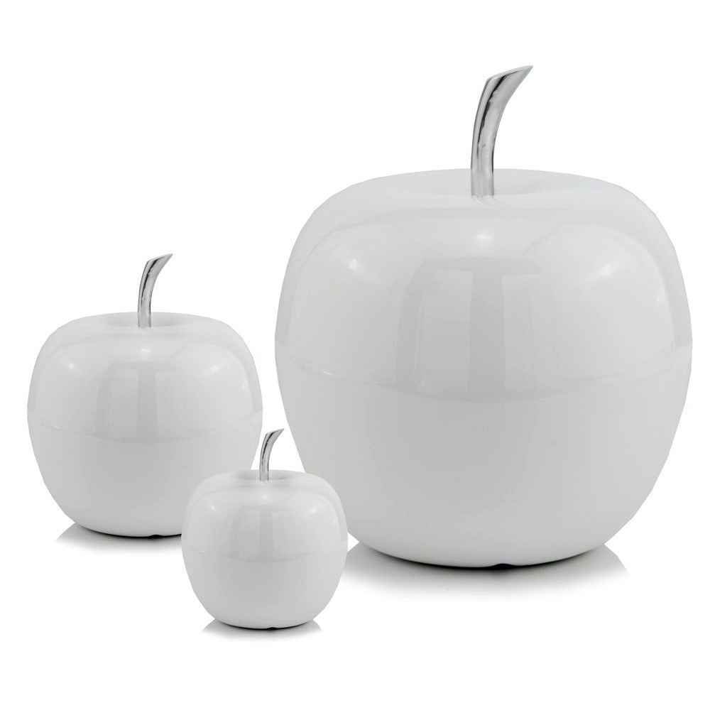 White Coated Mini Apple Shaped Aluminum Accent Home Decor