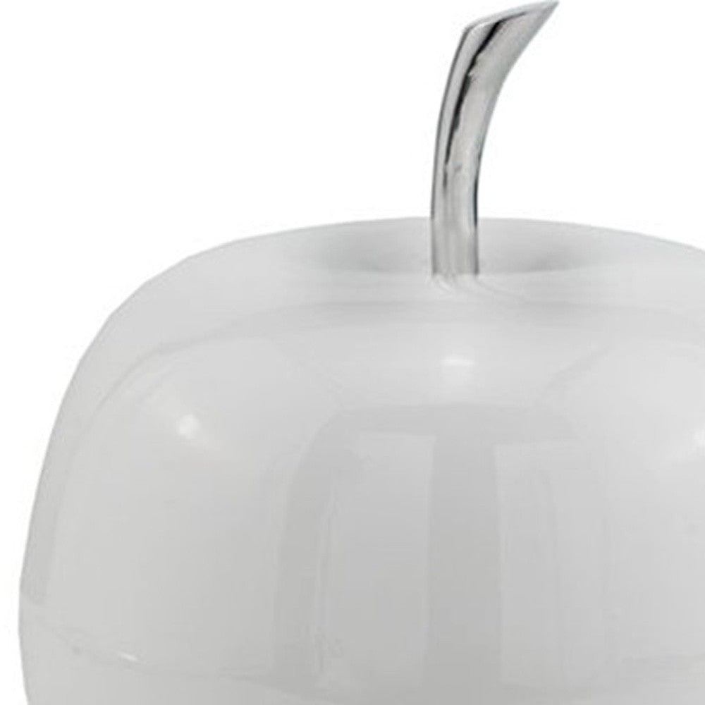 White Coated Mini Apple Shaped Aluminum Accent Home Decor