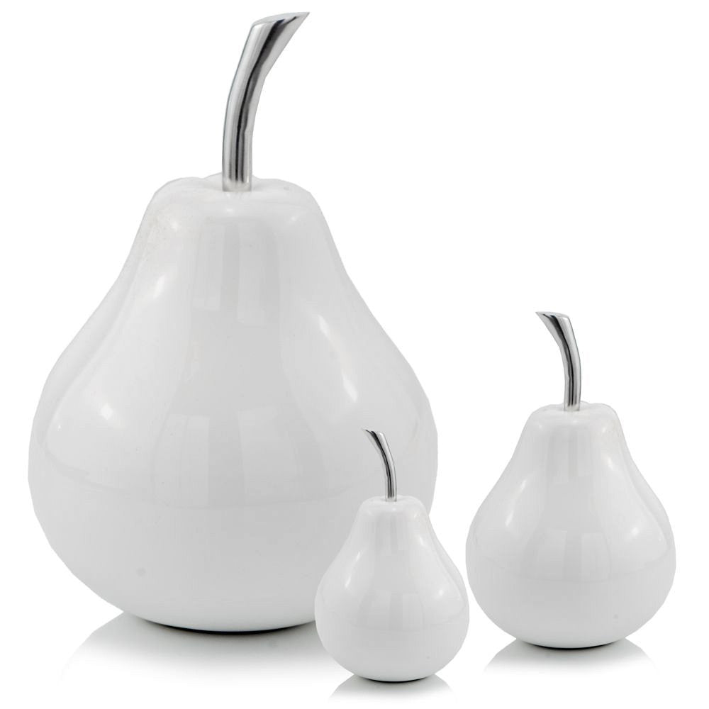 White Jumbo Pear Shaped Aluminum Accent Home Decor