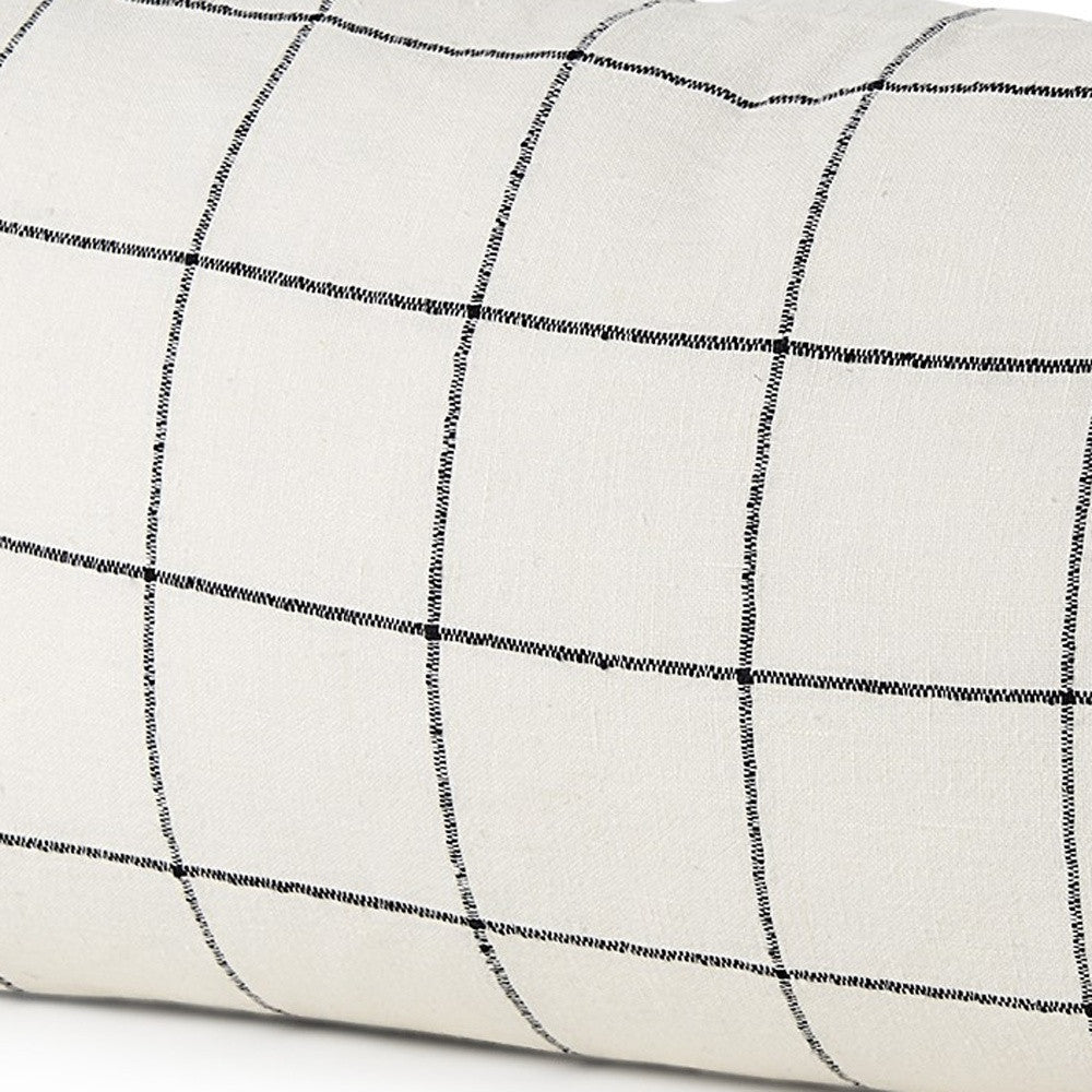 White And Black Grid Lumbar Accent Pillow Cover