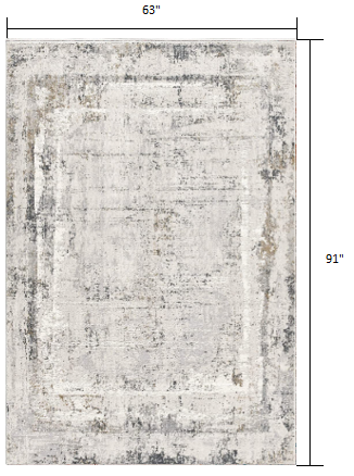 5’ X 8’ Gray And Ivory Abstract Distressed Area Rug