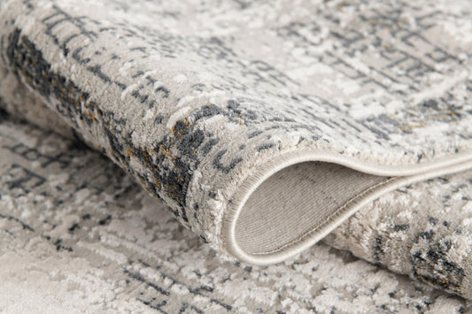 5’ X 8’ Gray And Ivory Abstract Distressed Area Rug