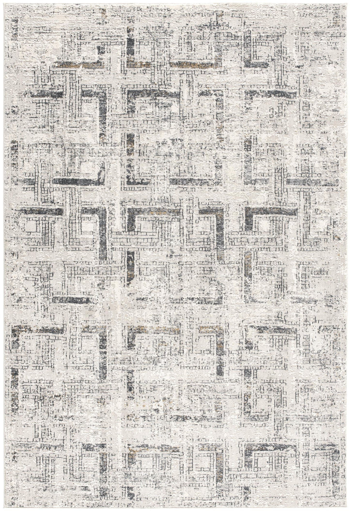 5’ X 8’ Gray And Ivory Abstract Distressed Area Rug