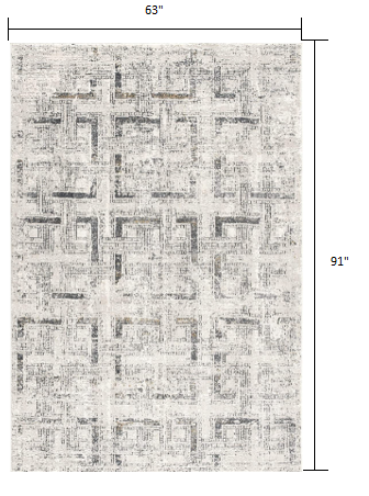 5’ X 8’ Gray And Ivory Abstract Distressed Area Rug