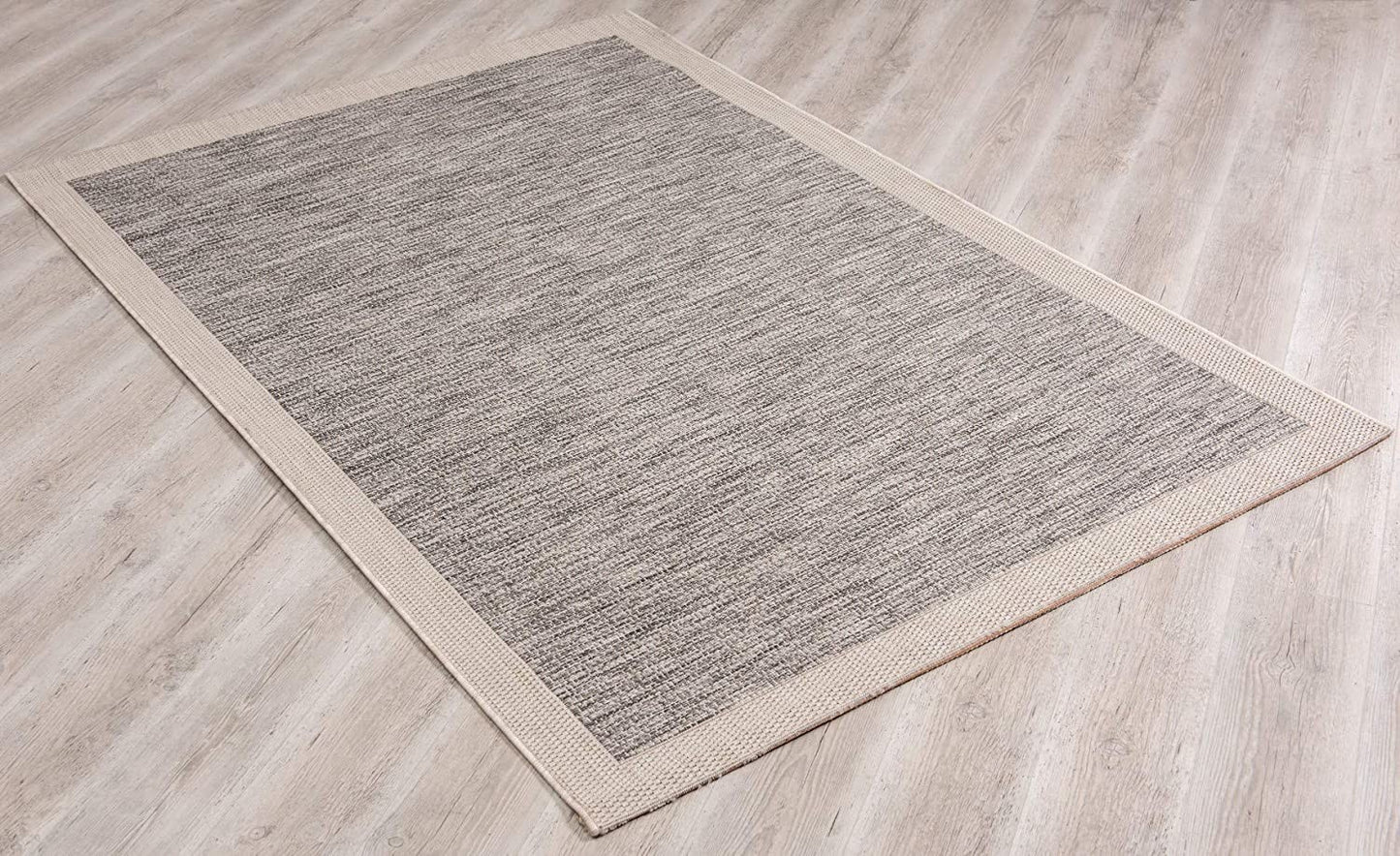 5’ X 8’ Sand And Gray Distressed Border Area Rug