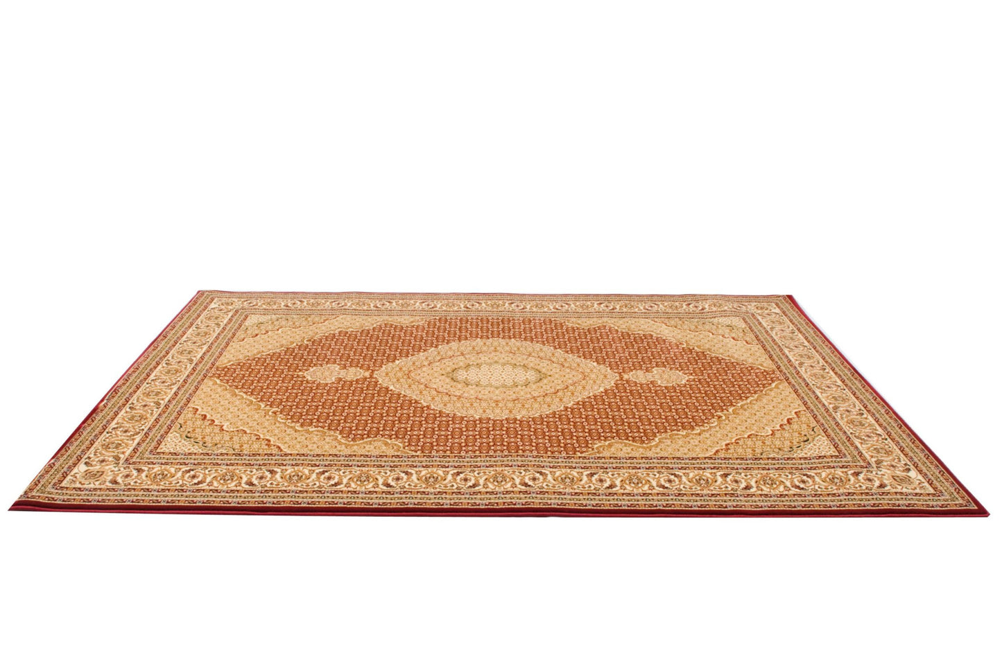 5’ Round Red and Beige Medallion Area Rug