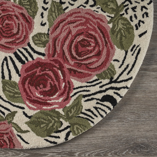 6' Rose Round Wool Hand Tufted Area Rug