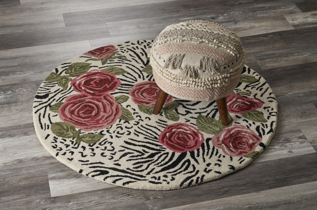 6' Rose Round Wool Hand Tufted Area Rug