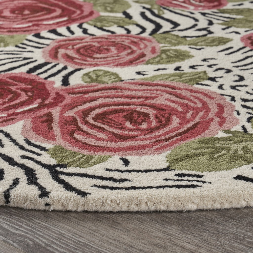 6' Rose Round Wool Hand Tufted Area Rug