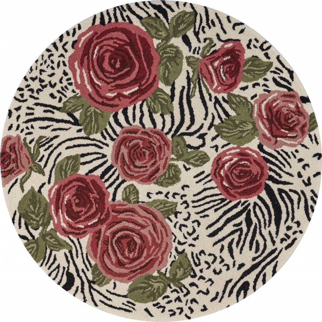 6' Rose Round Wool Hand Tufted Area Rug