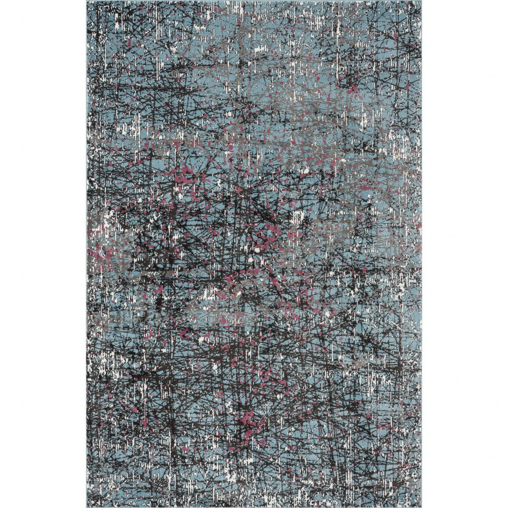 5’ x 8’ Blue Chaotic Strokes Area Rug