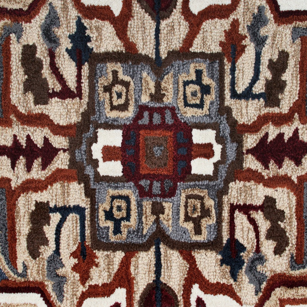 5’ Maroon and Gray Medallion Area Rug