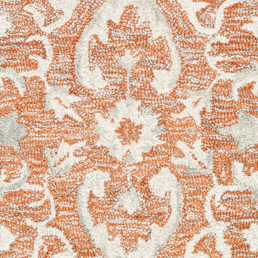 5’ x 8’ Orange and Ivory Medallion Area Rug