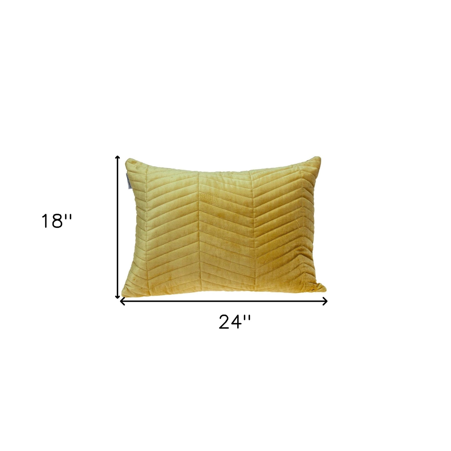 Yellow Quilted Velvet Zig Zag Decorative Lumbar Pillow