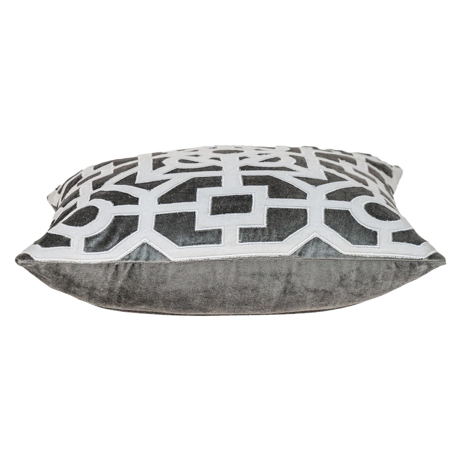 White and Gray Lattice Velvet Throw Pillow