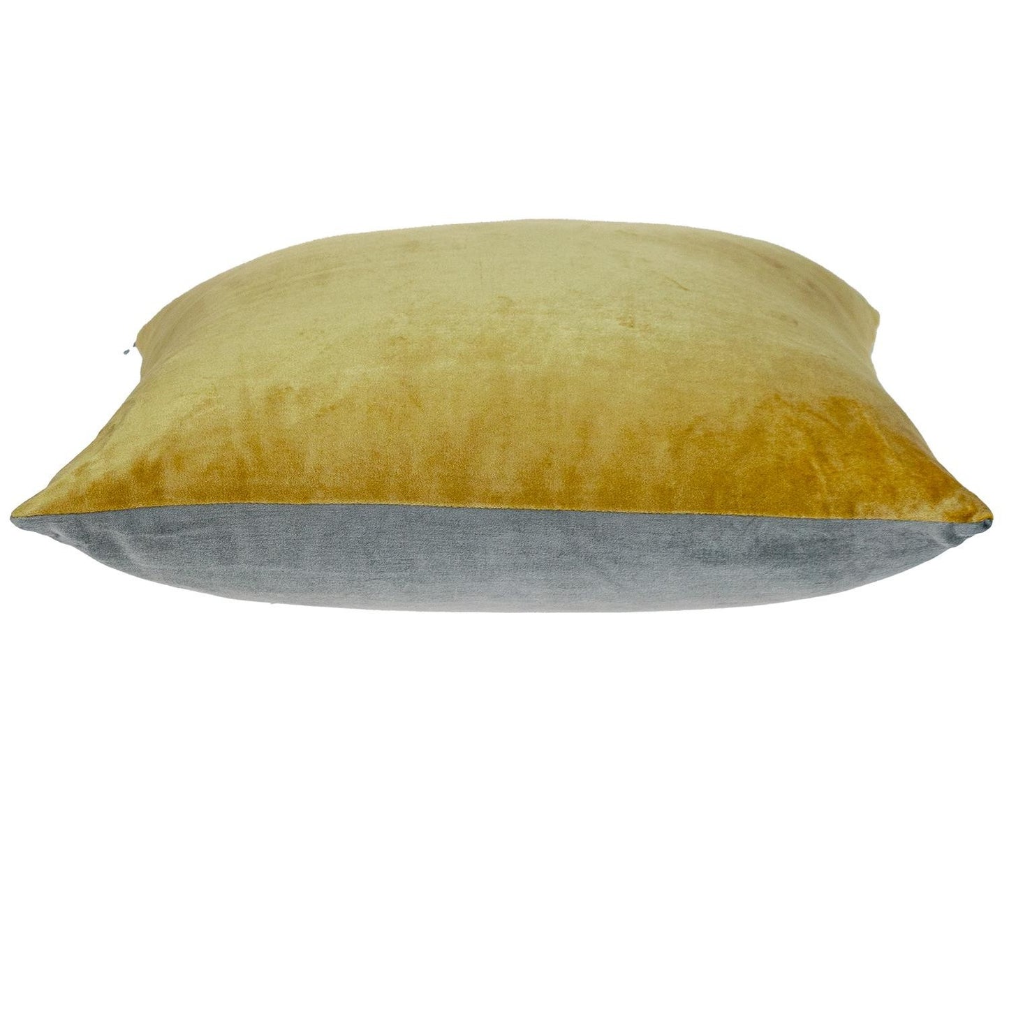 Yellow and Gray Dual Solid Color Reversible Throw Pillow