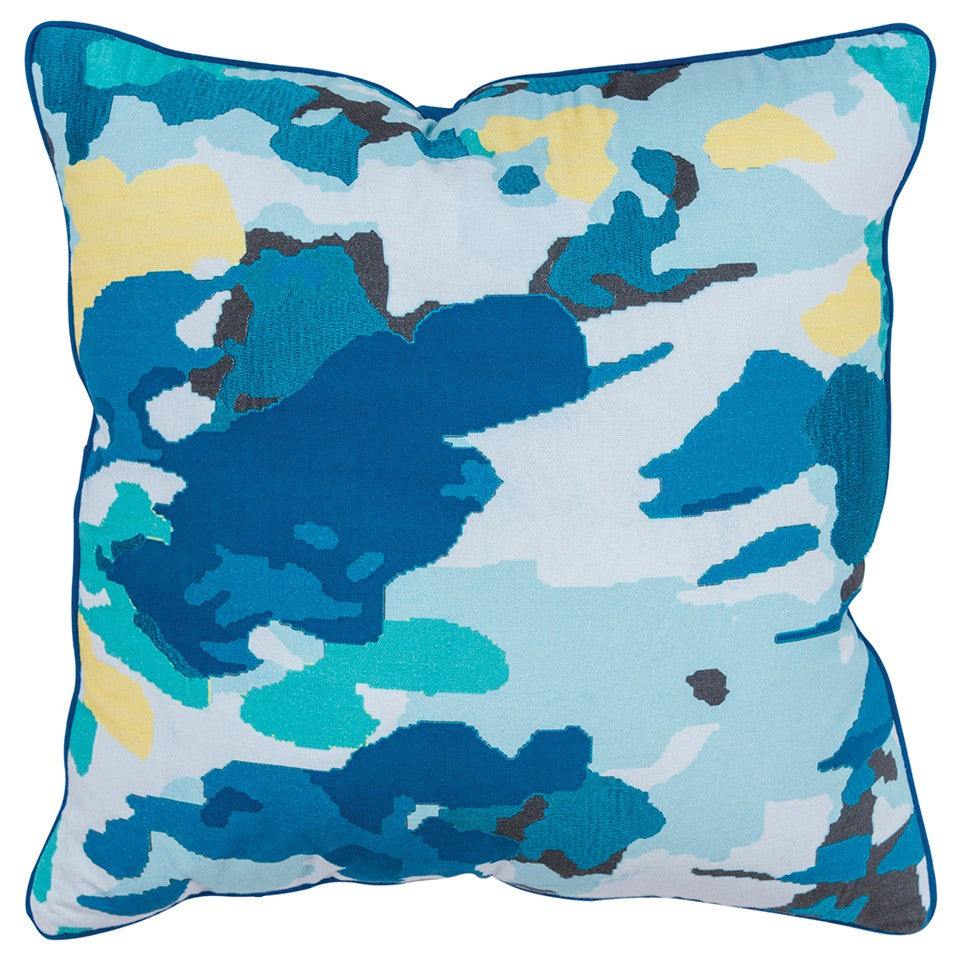 Teal Blue Abstract Impressionistic Throw Pillow