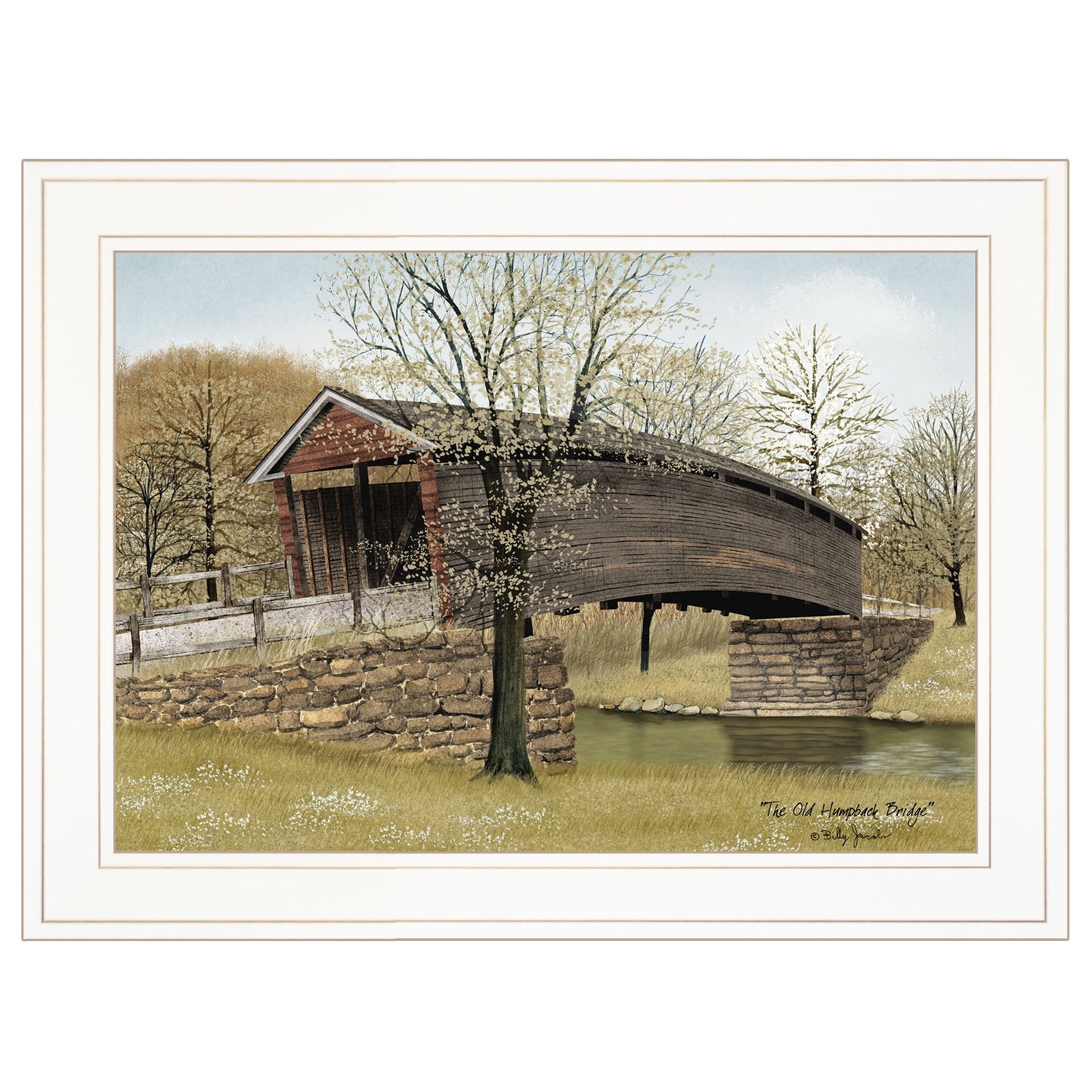 The Old Humpback Bridge 1 White Framed Print Wall Art