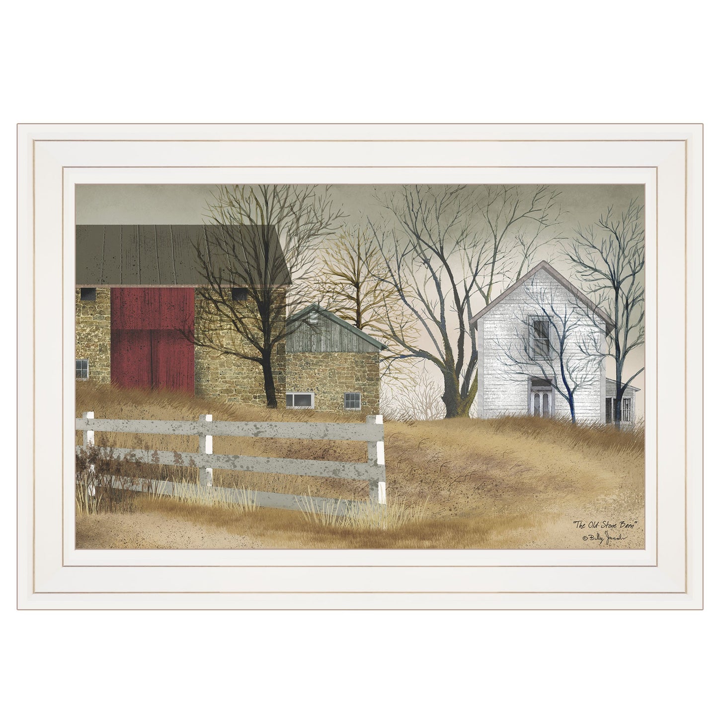 The Old Stone Barn 1 White Framed Print Wall Art