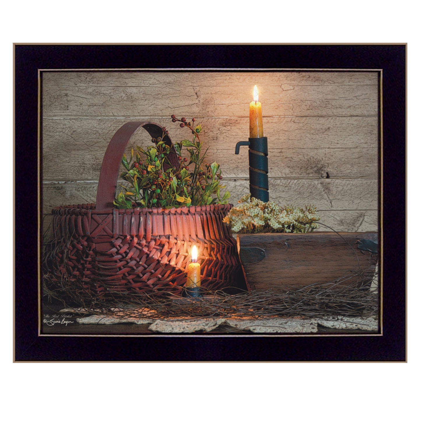 The Red Basket 3 Black Framed Print Wall Art