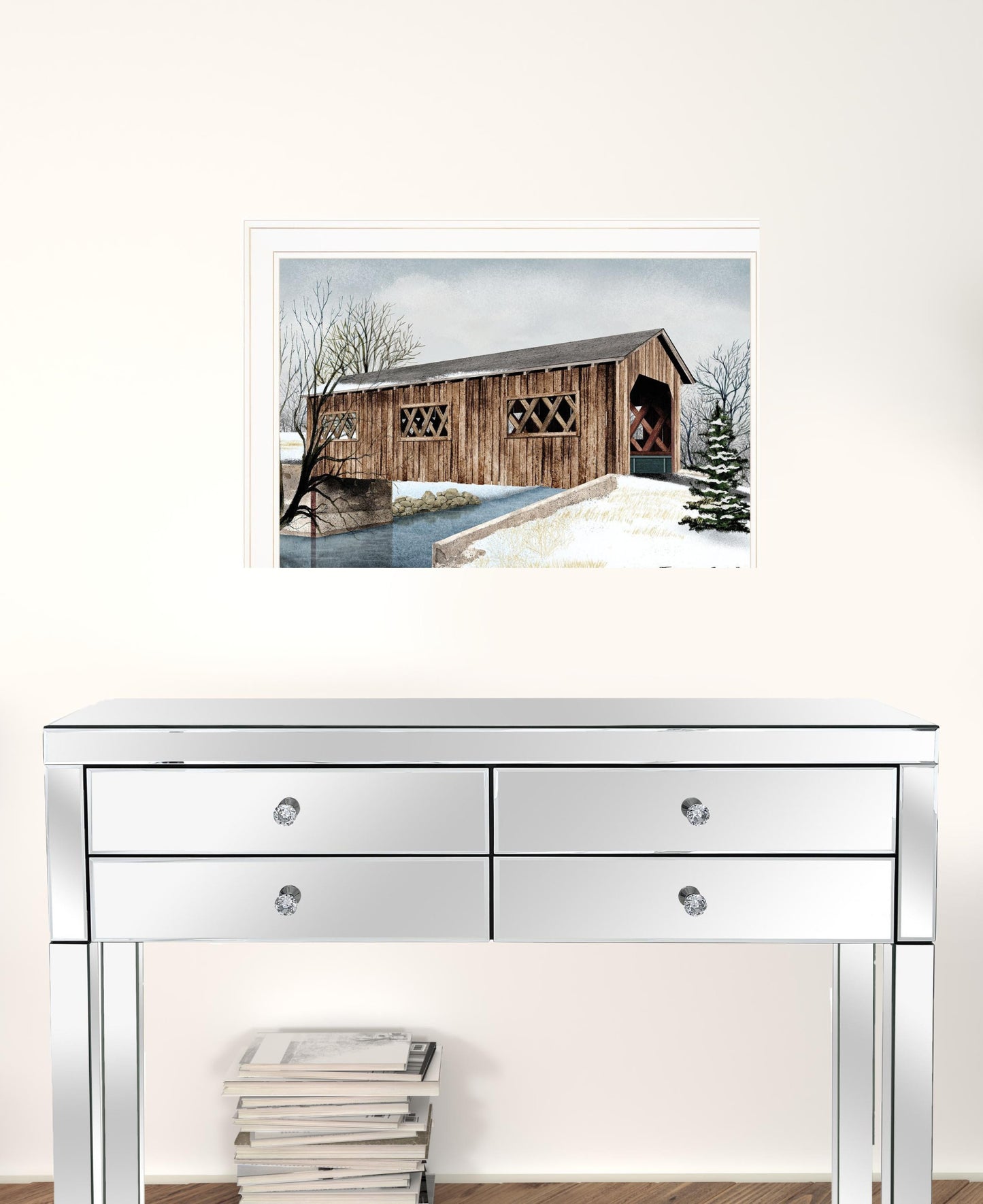 The Kissing Bridge 3 White Framed Print Wall Art