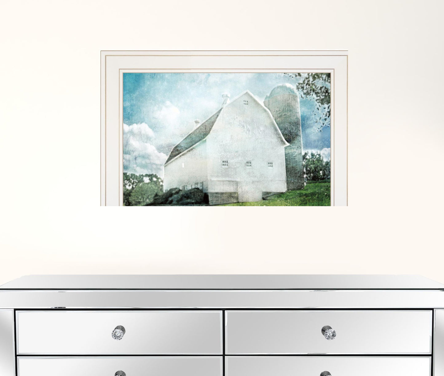 White Barn 1 White Framed Print Wall Art