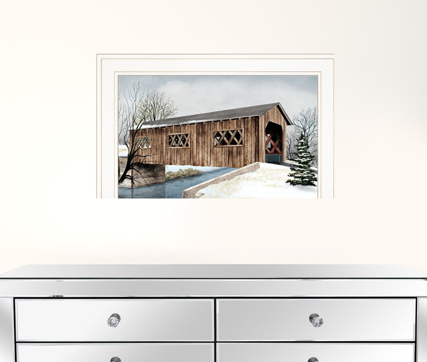 The Kissing Bridge 1 White Framed Print Wall Art