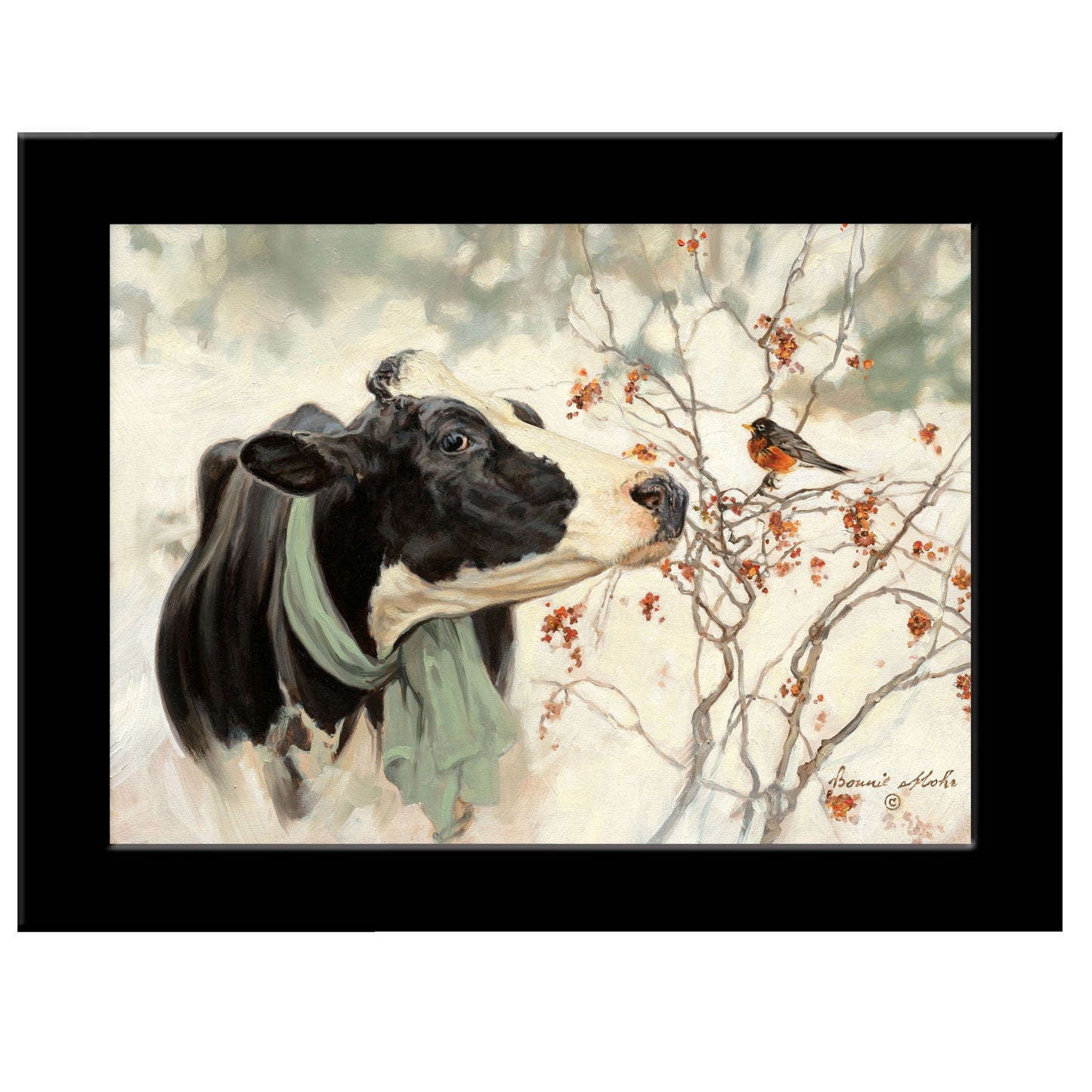 The Winter Robin 4 Black Framed Print Wall Art