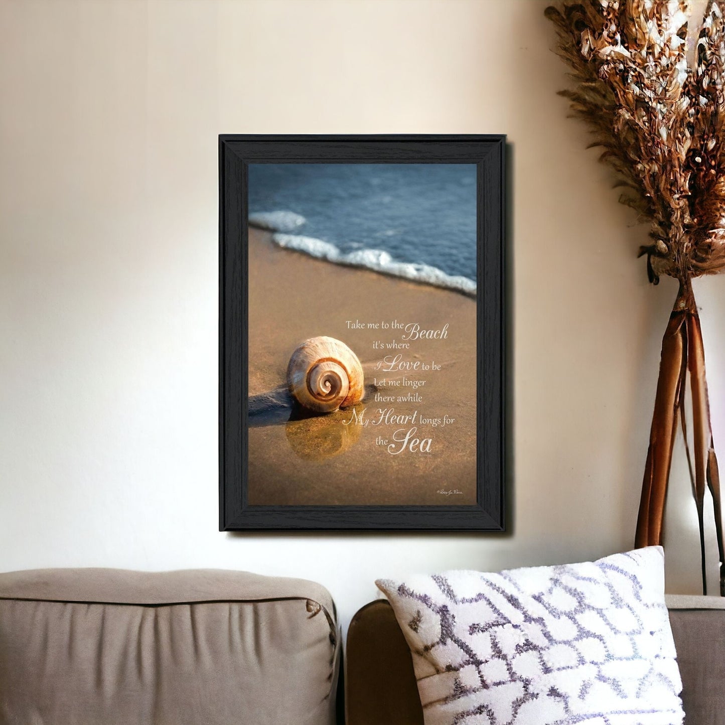 Take Me To The Beach Black Framed Print Wall Art