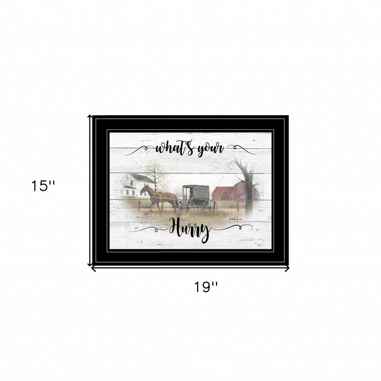 Whats Your Hurry Amish Buggy Black Framed Print Wall Art