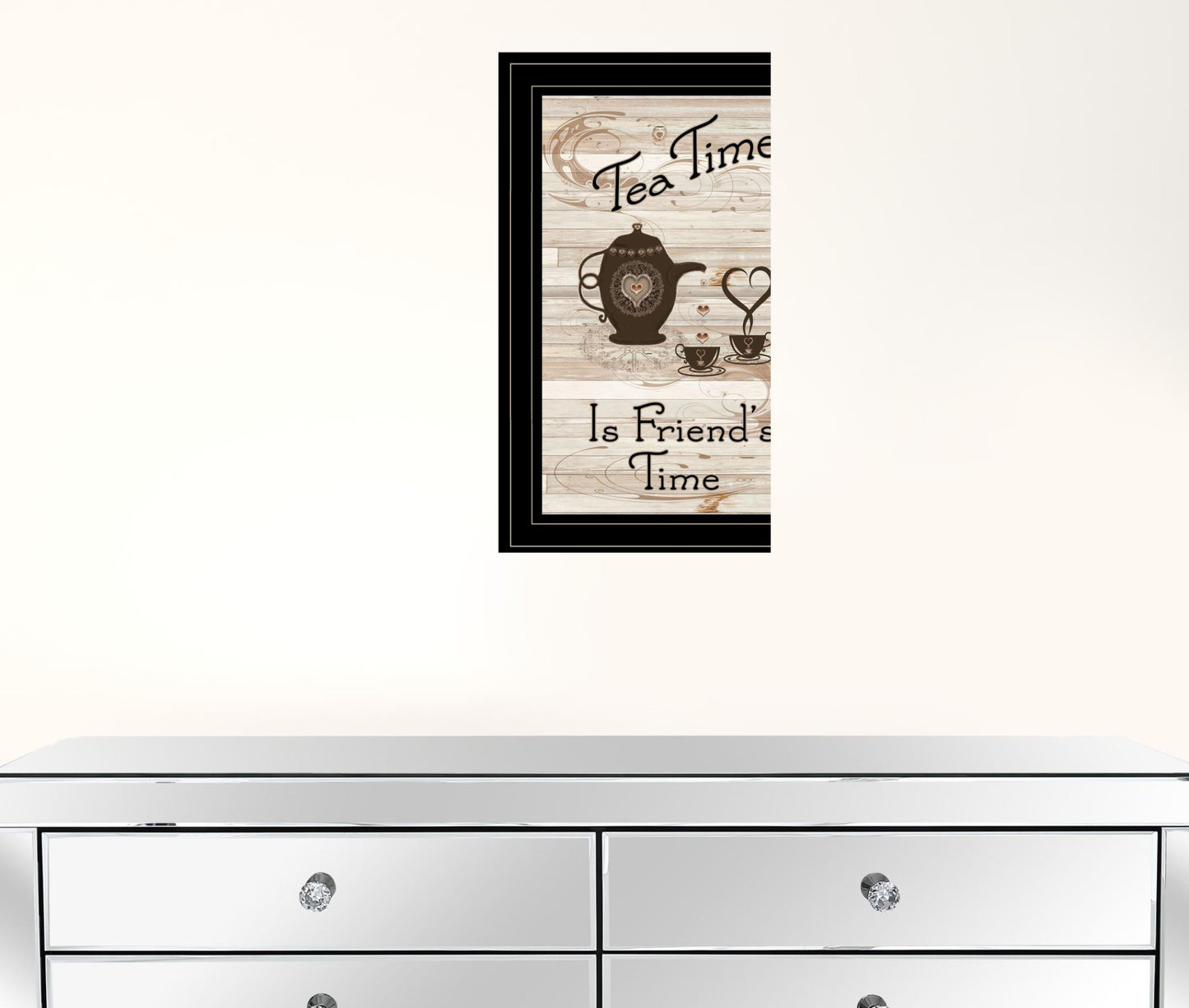 Tea Time Is Friends Time 2 Black Framed Print Wall Art