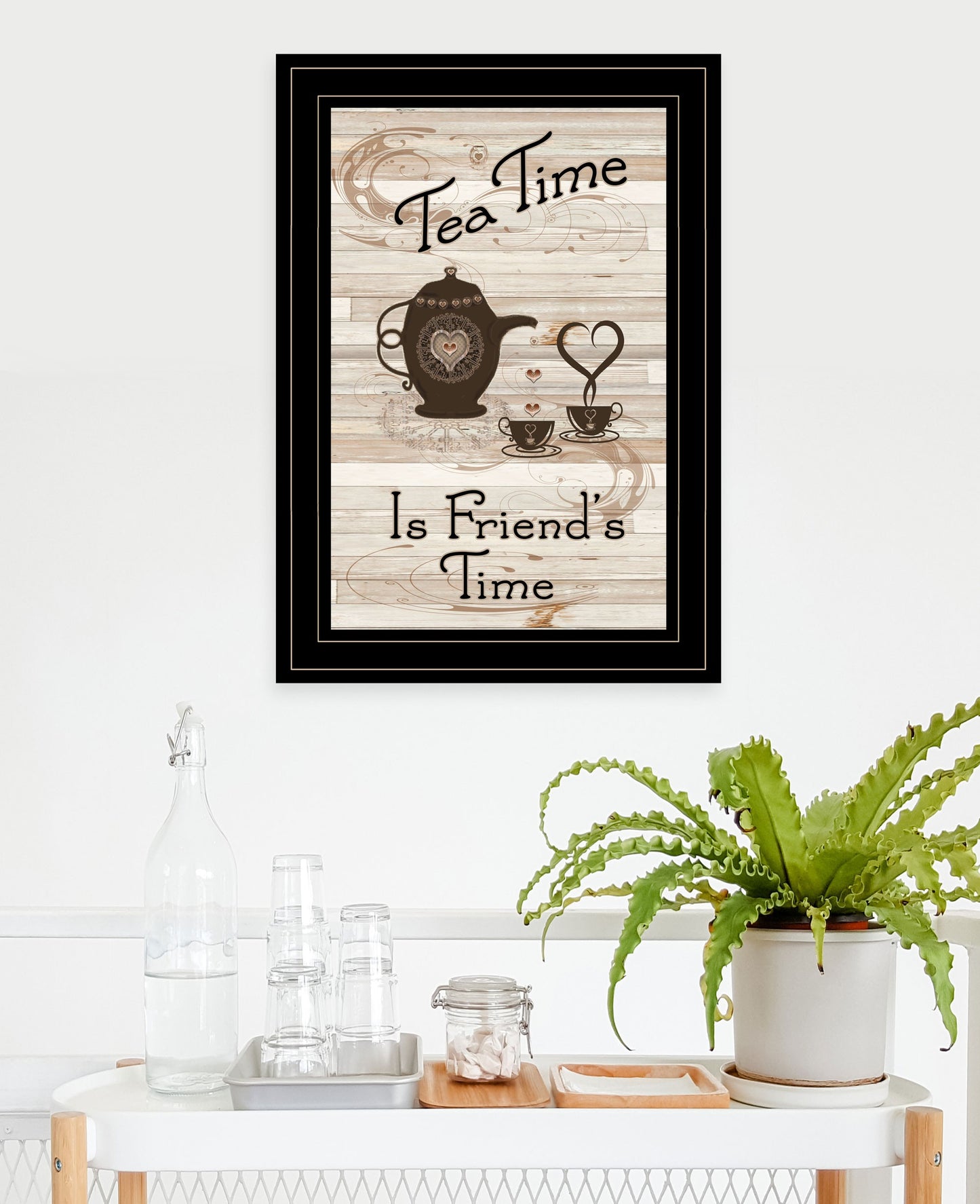 Tea Time Is Friends Time 2 Black Framed Print Wall Art